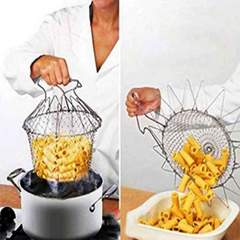 Steam rinse deep fry chef magic mesh basket