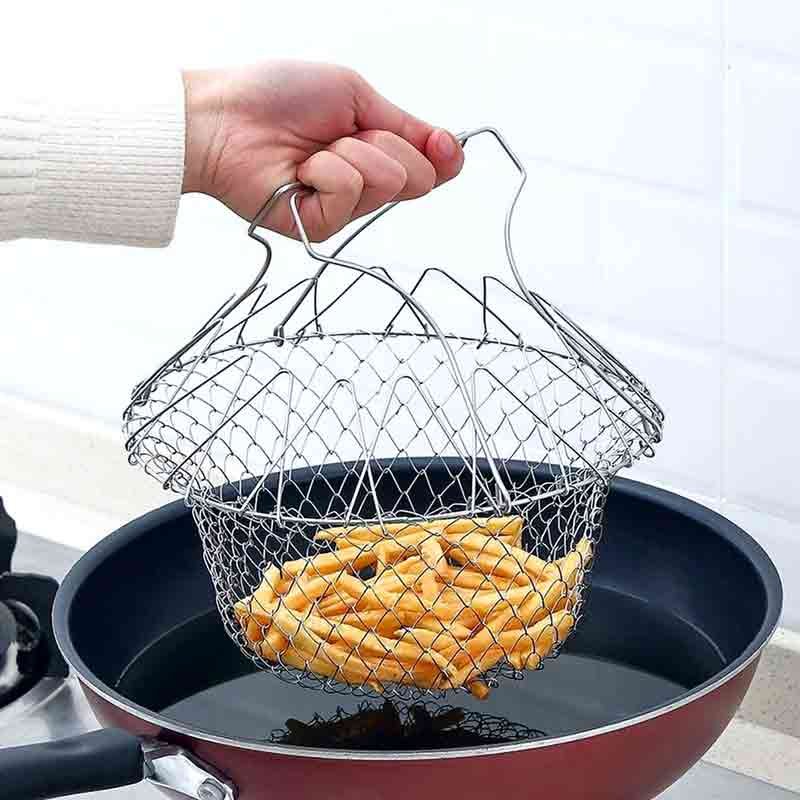 Steam rinse deep fry chef magic mesh basket