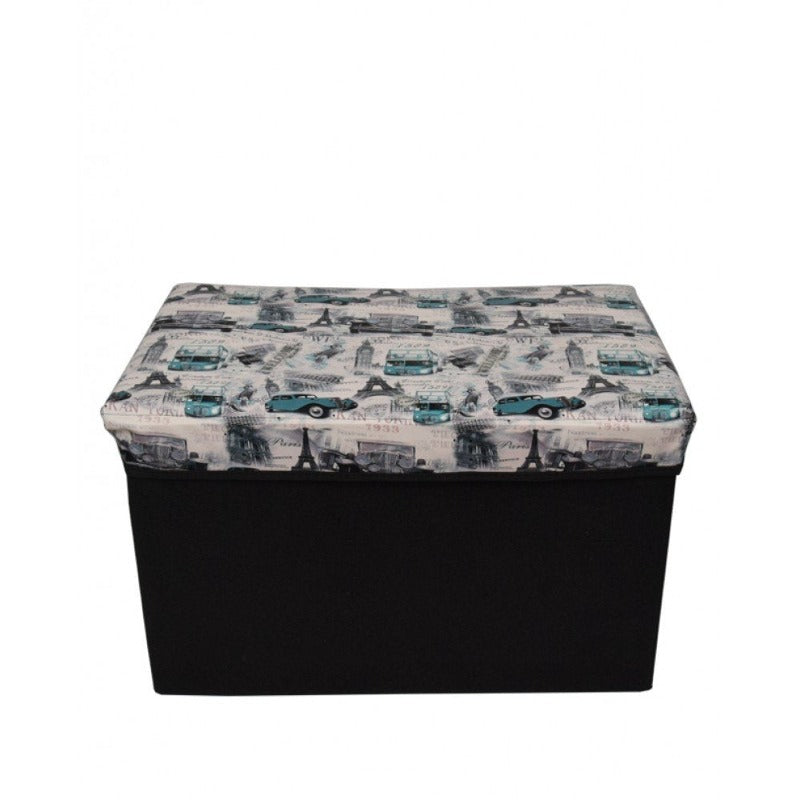 Foldable storage stool seat suede cube ottoman bench