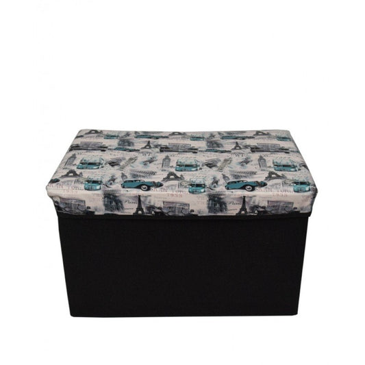 Foldable storage stool seat suede cube ottoman bench