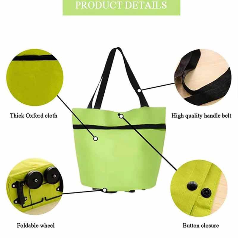 Foldable multi-function trolley bag grocery bags with wheels