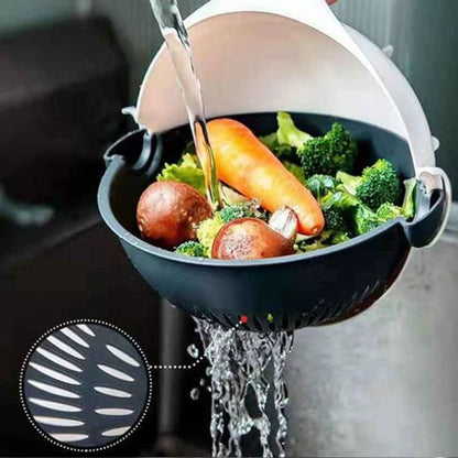 (7 in 1 ) Multifunctional Vegetable Cutter with Wet Rotating Drain Basket Strainer